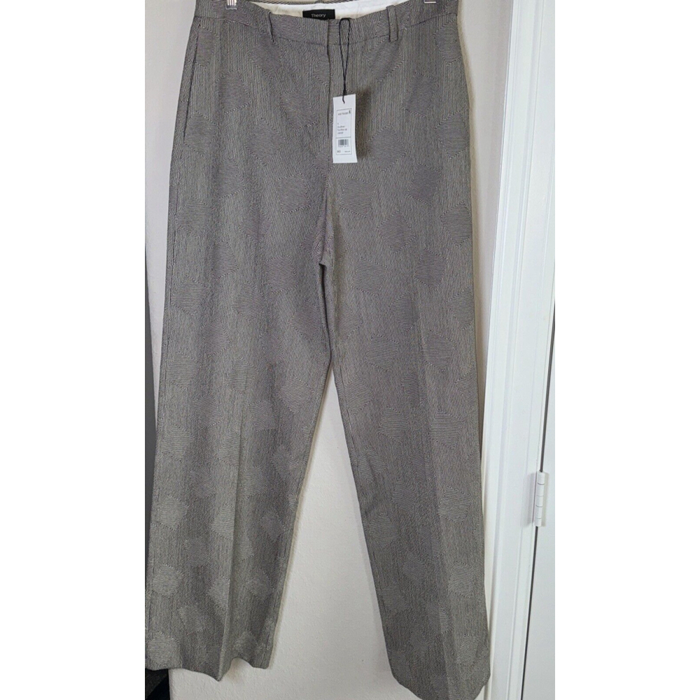 Theory Womens Fluid Wool Jqd Every Brown Wide Trouser Pants - Picture 2 of 15